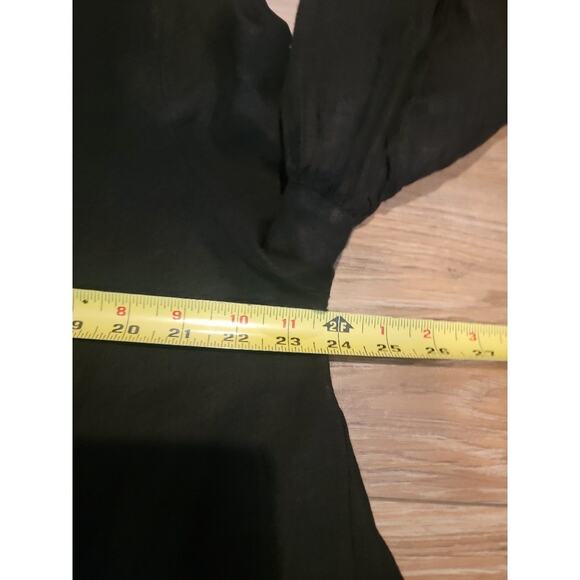 Bryn Walker Lagenlook Linen Tunic Top Women's Boho Sz Large Black Ruffles - Picture 8 of 10